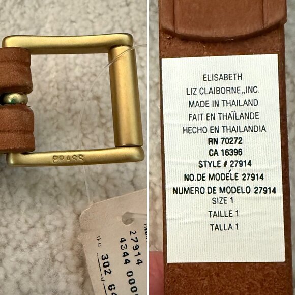 Vintage Liz Claiborne Brown Leather Belt Brass Buckle Size 1 Small Retro - Picture 6 of 7